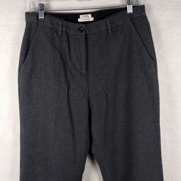 L.L. Bean Classic Fit Vintage Gray Brush Cotton High Rise Straight Leg Trousers - Picture 2 of 13